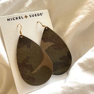 Nickel & Suede Camo Earrings